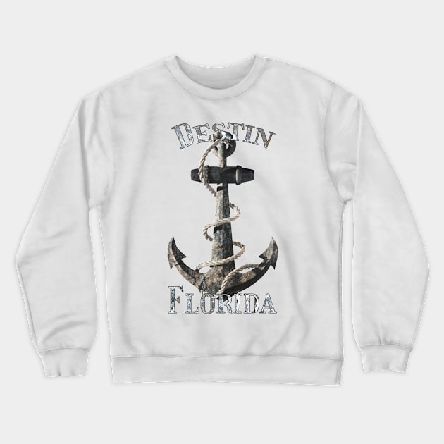 Destin Florida Vacation Nautical Anchor Sailing Crewneck Sweatshirt by macdonaldcreativestudios